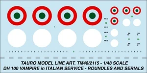 TM48/2115 TAURO MODEL LINE DE HAVILAN DH-100 VAMPIRE IN ITALIAN SERVICE - Picture 1 of 3
