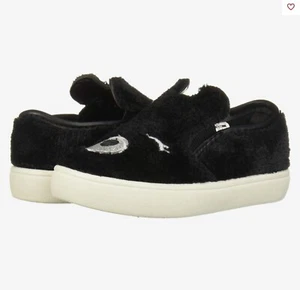 Carter’s Carina Black Soft Faux Fur Critter Slip On Sneakers Shoes Size 8 9 10 - Picture 1 of 2
