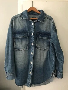 Giacca jeans denim invecchiato Wild Fable con bottoni donna cappotto biker medio - Foto 1 di 6