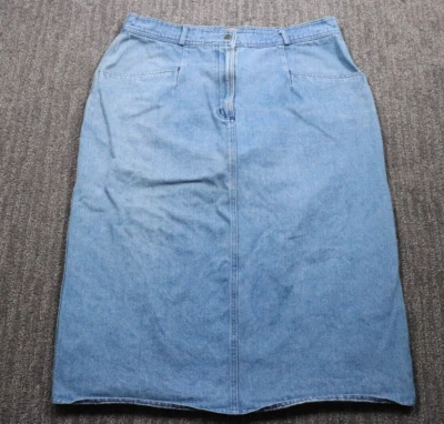 Saia jeans Liz Baker vintage anos 90 maxi bolsos costas fenda elástica feminina 18W - Imagem 1 de 4