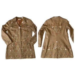 Coldwater Creek Paisley Floral Embroidered Riding Jacket Pockets Lined Size 14 - Picture 1 of 18