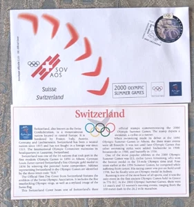 CYCLING SWITZERLAND 2000 OLYMPIC GAMES BOLAFFI CACHET FDC +INFO CARD UNAD - Picture 1 of 1