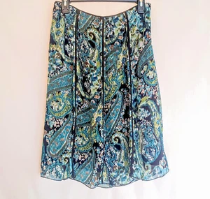 Kim Rogers Signature Womens M Midi Skirt Boho Prairie Paisley Floral Panel Multi - Picture 1 of 9