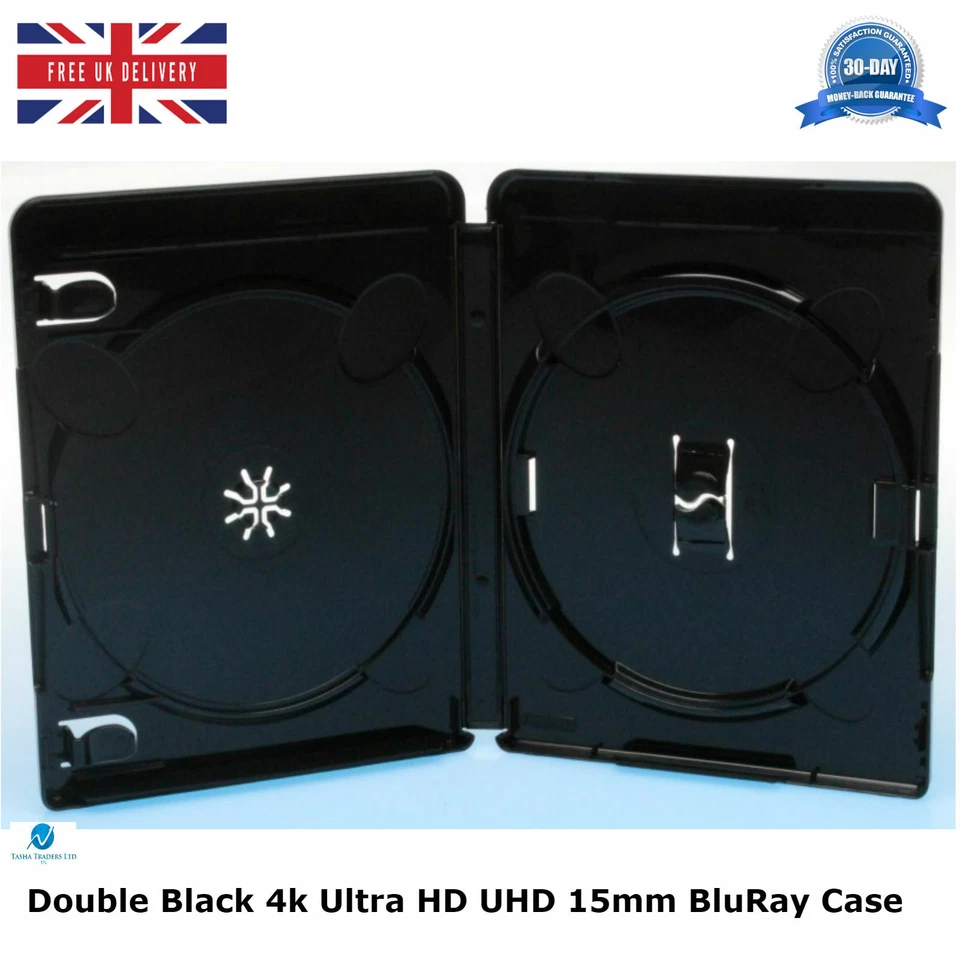 1 x Double Amaray Black 4K Ultra HD 15mm Face on Face Blu-Ray Replacement Case - Image 1 of 2