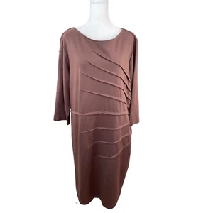 Spirited Randolph Duke NWT Brown Sheath 3/4 Sleeve Dress Sz 2X - Picture 1 of 10