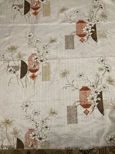 Vintage 50s 60’s Barkcloth? Fabric Panels Lantern Floral Print Atomic MCM - Picture 1 of 9