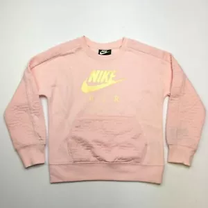 Nike hoodie Sweatshirt Echo Pink Girl 6X Quilted Patterned Sleeves Gold Logo NEW - Picture 1 of 7