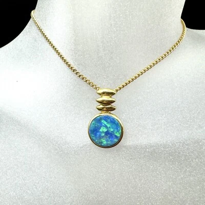 Colgante de ópalo de roca australiano piedras preciosas multicolores oro 750 de 18 k Foto 1 de 4