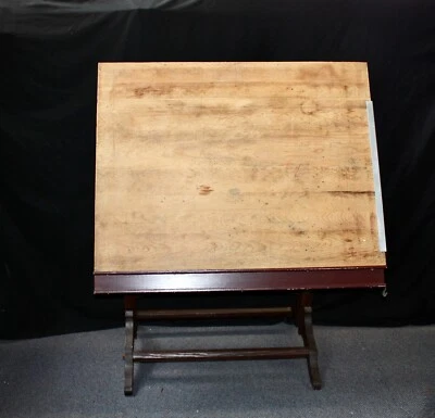 Antigua mesa de dibujo de roble macizo de Frederick Post. Ajustable. Herrajes de hierro. Foto 1 de 4