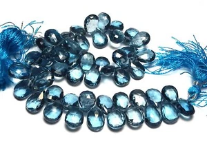 8" Strand LONDON BLUE TOPAZ 8-11mm Faceted Teardrop Beads AAA /t10 - Picture 1 of 2
