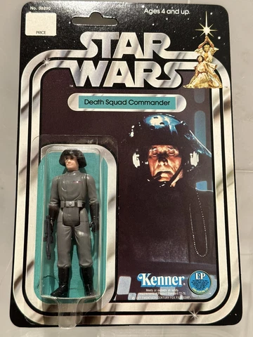 Vintage 1977 Star Wars Original 12 Back DEATH SQUAD COMMANDER Fac. Sealed w/case Cover