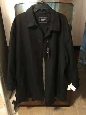 NWT Men's Chaps Overcoat Car Coat Long Black MSRP: $250 Nylon/Cotton Free Ship - Image 1 of 4