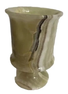 Jarrón o decoración de mesa vintage de ónix de mármol verde hecho en Pakistán de 5" de alto - Imagen 1 de 8