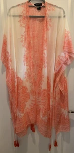 Marcus Adler One Size Fits All Kimono Coral w/Tassels 100% Polyester - Picture 1 of 7