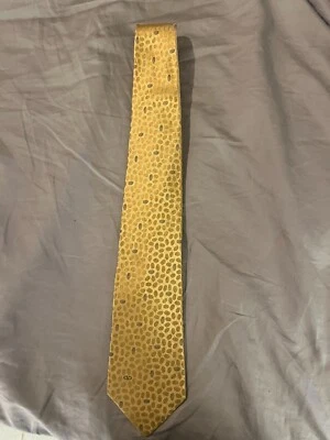 Corbata vintage Valentino italiana miel dorada para hombre manchada 100 % seda Foto 1 de 2