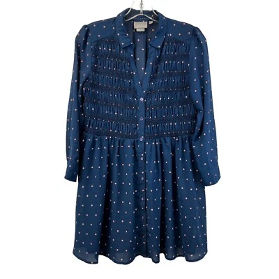 Mini vestido feminino Vanessa Virginia manga 3/4 bolinhas botão transparente tamanho 4 - Imagem 1 de 4