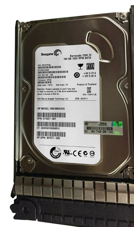VB0160EAVEQ 483095-001 458945-S21 HP Hard Drive 160Gb 3.5 SATA II - Image 1 of 3