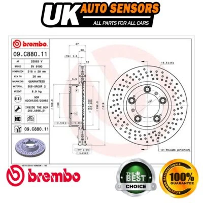 Se adapta a Porsche Boxster 911 Cayman + otros modelos Brembo disco de freno delantero Foto 1 de 4