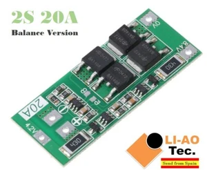 2S 20A 7.4V 8.4V 18650 Lithium Battery Protection Board BMS Balance Version - Imagen 1 de 7