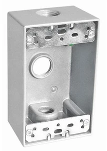 (1 pieza) Caja FS resistente a la intemperie de 1 marcha con tres orificios de metal gris de 1/2" exterior - Imagen 1 de 1
