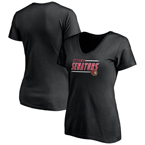 Women's Fanatics Branded Black Ottawa Senators Plus Size Mascot In Bounds V-Neck Cover