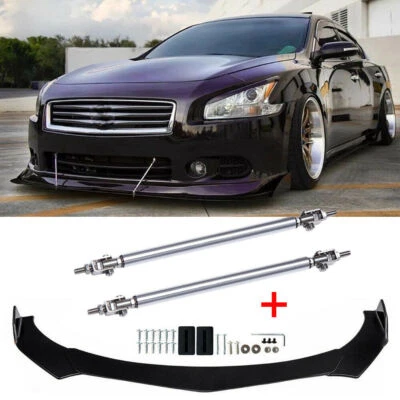 For 09-15 Nissan Maxima ST Front Bumper Lip Spoiler Splitters Chin + Strut Rods Foto 1 de 4