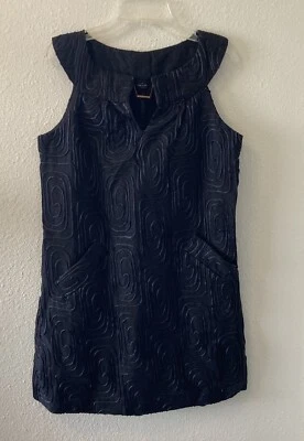 Vestido BB Dakota Talla Pequeña Lino Cambio Negro Bordado Mini Texturizado Elegante Foto 1 de 4