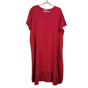 Bryn Walker Mara Linen Tunic Dress Sz M Dark Pink Oversized Lagenlook Minimal - Picture 1 of 8
