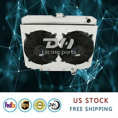 Radiador de 3 filas + ventilador de cubierta para 67-70 Ford Mustang Fairlane/Mercury Cougar XR-7 24" Foto 1 de 4