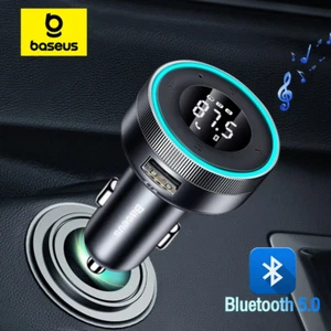Baseus FM Transmitter Bluetooth 5.0 USB Fast Charger AUX Mp3 Radio Hands Free - Picture 1 of 22
