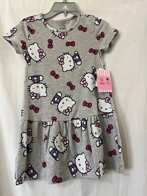 Hello Kitty Girls Gray Short Sleeve Dress New sizes S, L - Image 1 of 3