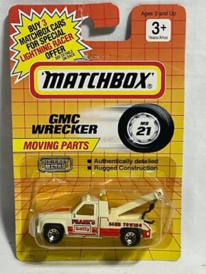 Matchbox GMC Wrecker Tow Truck, MB 21, 1/64, NIB, RARE Cardboard Package - Image 1 of 2