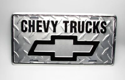 Licensed GM CHEVY CHEVROLET TRUCK BOWTIE EMBOSSED METAL NOVELTY LICENSE PLATE  - Изображение 1 из 4