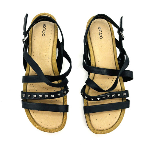 Sandali donna 10 10 5 41 Ecco Dagmar borchie pelle nera slingback