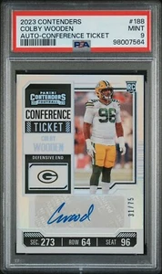 2023 Contenders Colby Wooden #188 Conference Ticket Auto /75 PSA 9 MINT - Picture 1 of 2