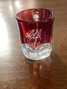 Vintage Ruby Red Etched Minature Mug “Alf.” Toothpick Holder - Picture 1 of 6