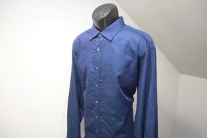 Bugatchi Uomo Dress Shirt Classic Fit Flip Cuff Blue Button Up Mens Size XL - Picture 1 of 7