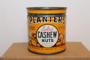 VINTAGE 1944 PLANTERS PEANUT 4 OZ. SALTED CASHEW NUTS TIN CAN W/ LID - Picture 1 of 6