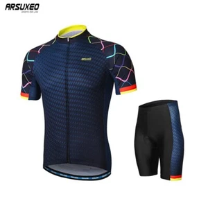 Hombres Ciclismo Jersey Conjuntos Mangas Cortas Bicicleta Camisa MTB Bicicleta Pantalones Cortos Acolchados - Imagen 1 de 18