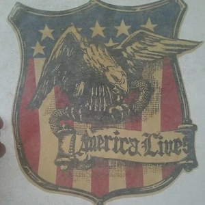 Vtg America Lives Eagle Flag Emblem Iron On Transfer - Picture 1 of 1