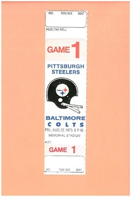 Boleto de la NFL Pittsburgh Steelers @ Baltimore Colts 22-08-1975 Super Bowl X temporada G Foto 1 de 2