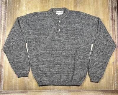 VINTAGE Fieldmaster Button Henley Ragg Sweater Pullover Men Medium Gray Cotton - Image 1 of 4