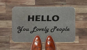 Hello You Lovely People Coir Synthetik hellgrau Nylon Neuheit lustige Türmatte - Bild 1 von 14