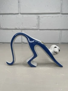 Figura Vintage Royal Dux Bohemia Mono Checo Azul Blanco MCM Abstracta - Imagen 1 de 10