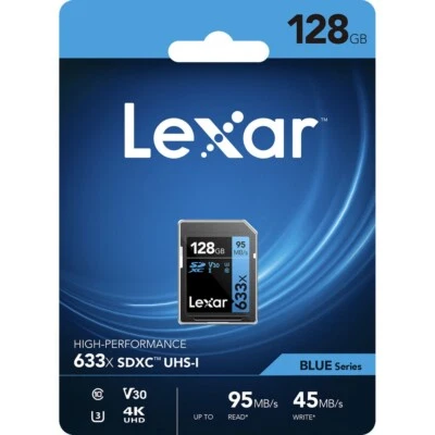 Lexar  Professional 128GB Class 10 UHS I U1 633x  95MB/s High Speed SDXC Card-UK - Image 1 of 4
