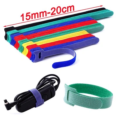 VELCROS Reusable Double-Sided Hook & Loop Cable Ties Wire Tidy Straps 150 200mm - Image 1 of 4