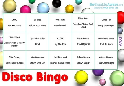 Fun Music Game Disco Bingo - Colour The World Theme 150 Tickets - Image 1 of 3