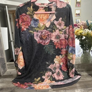 Soft Surroundings Womens Floral V-Neck Pullover Sweater Size Petite XL - Picture 1 of 7