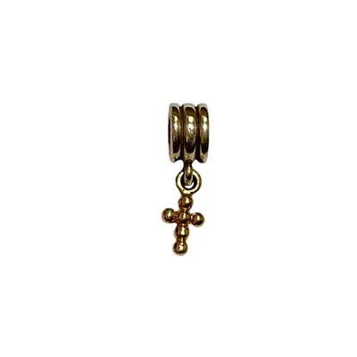 Retired Pandora 14k Gold Cross Sterling Silver Dangle Charm ALE 925 Two Tone - Image 1 of 2