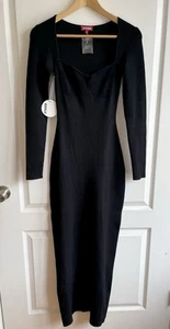 STAUD Black midi dress Size Small Chic LBD Structured Silhouette Thick Knit - Picture 1 of 10